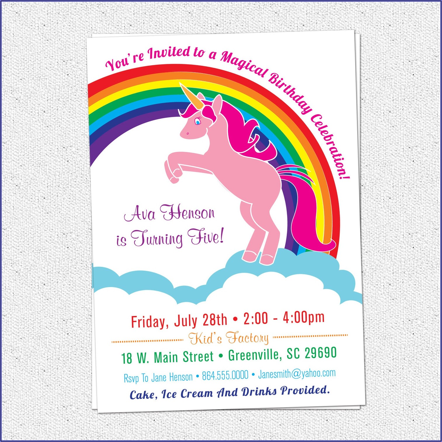 Blank Rainbow Birthday Invitations