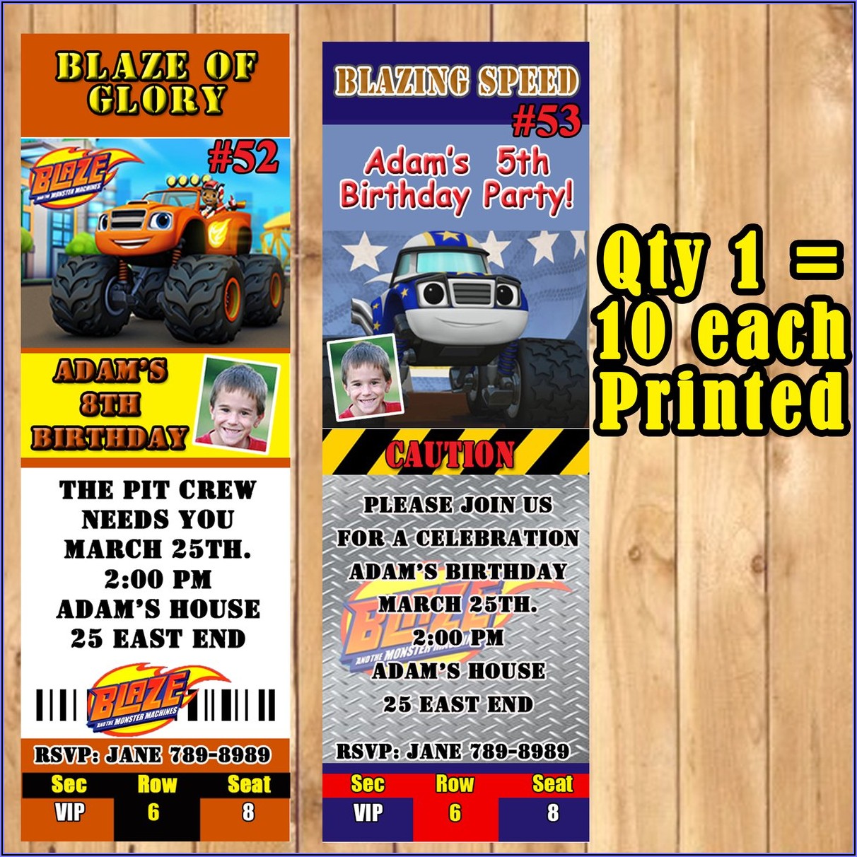 Blaze Monster Truck Birthday Invitations