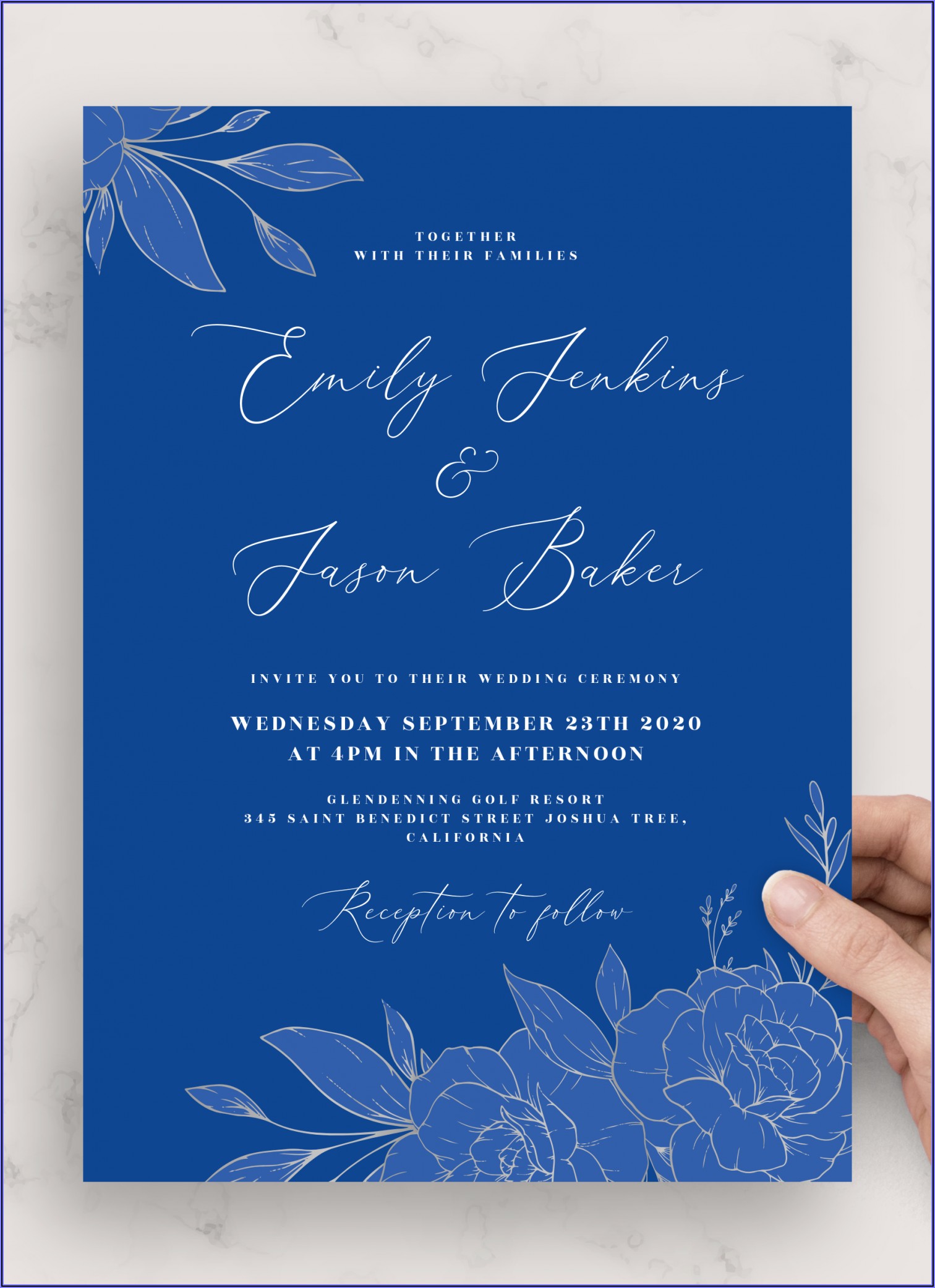 Blue Elegant Wedding Invitation Background