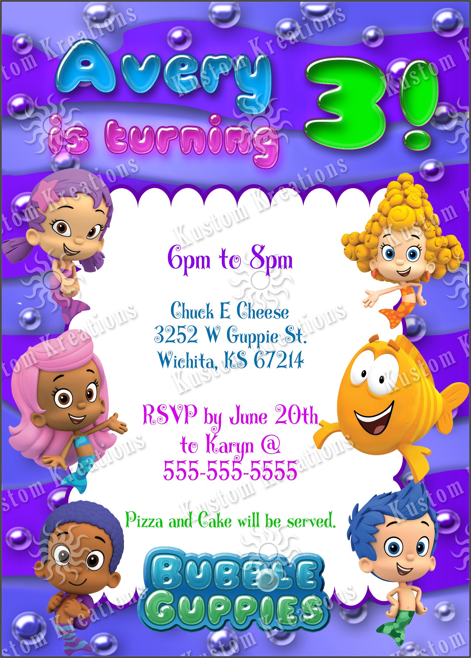 Bubble Guppies Birthday Invitations