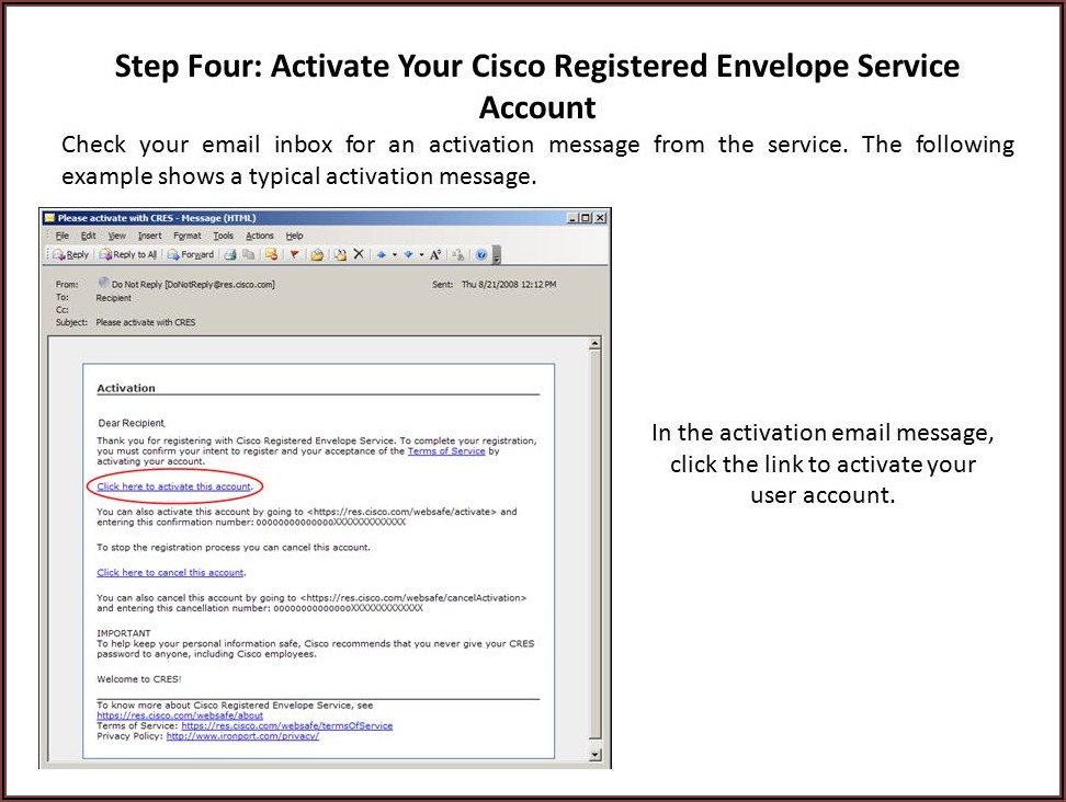 Cisco Registered Envelope Service Register