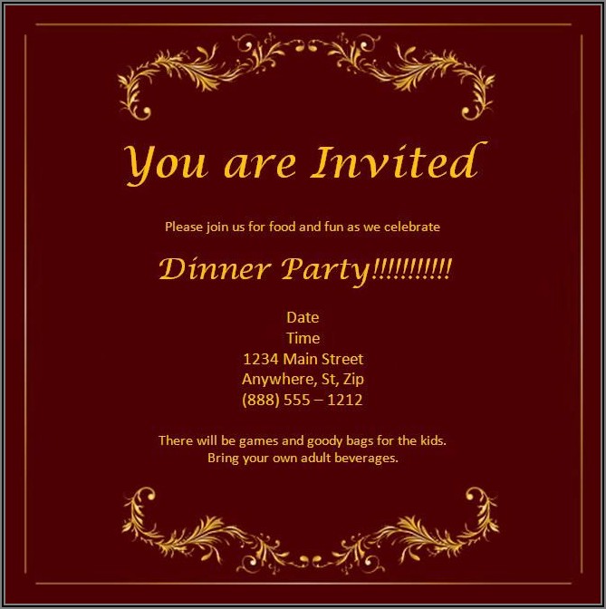 Dinner Invitation Template Word Free
