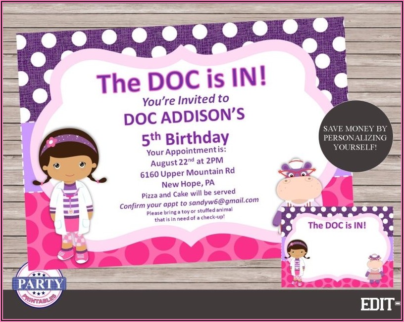 Doc Mcstuffins Invitations Personalized