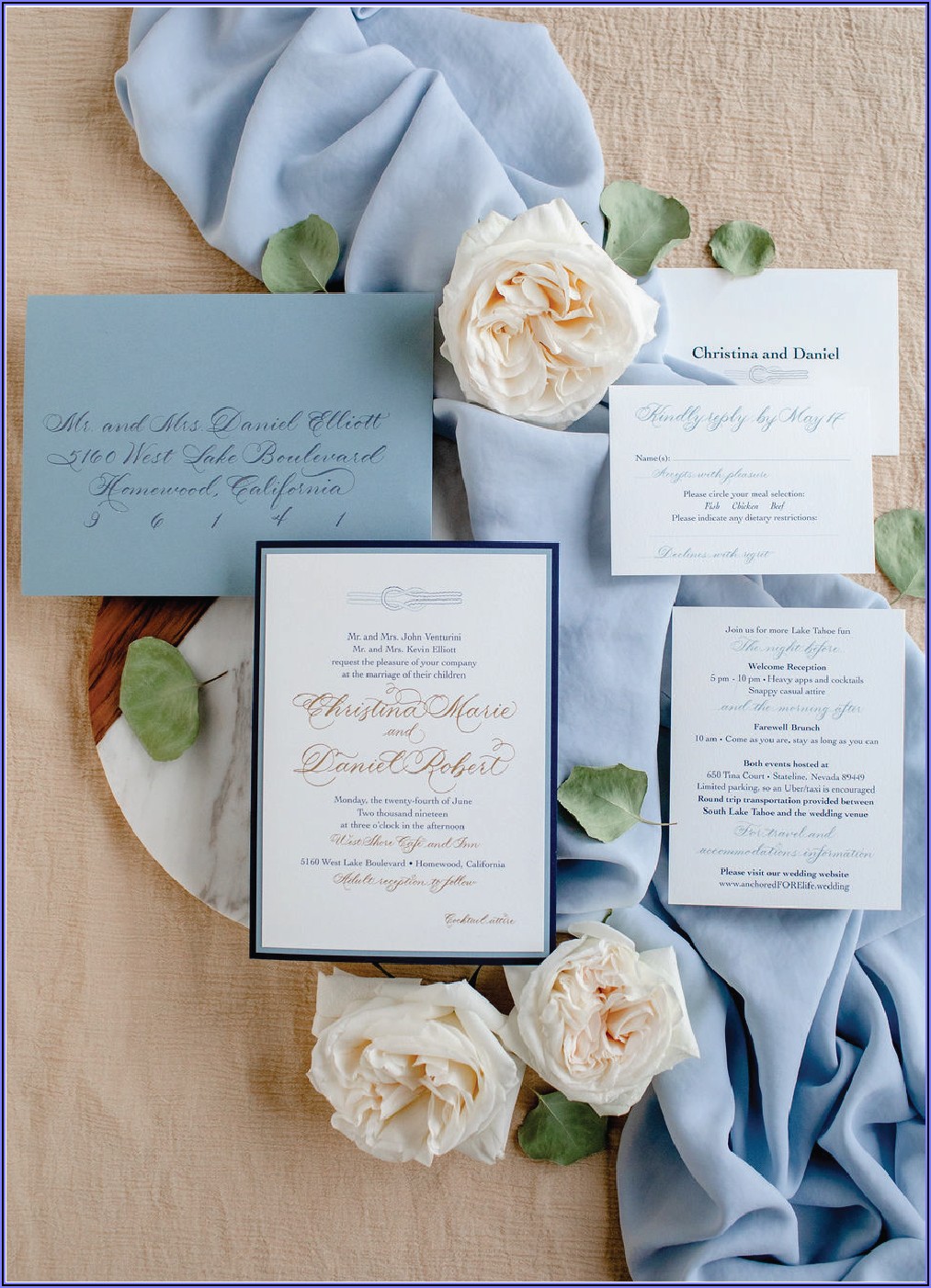 Dusty Blue Wedding Invitation Design