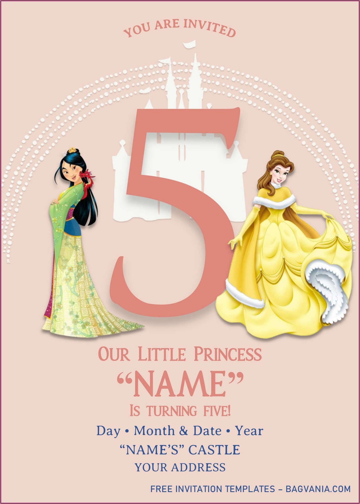Editable Disney Princess Birthday Invitations