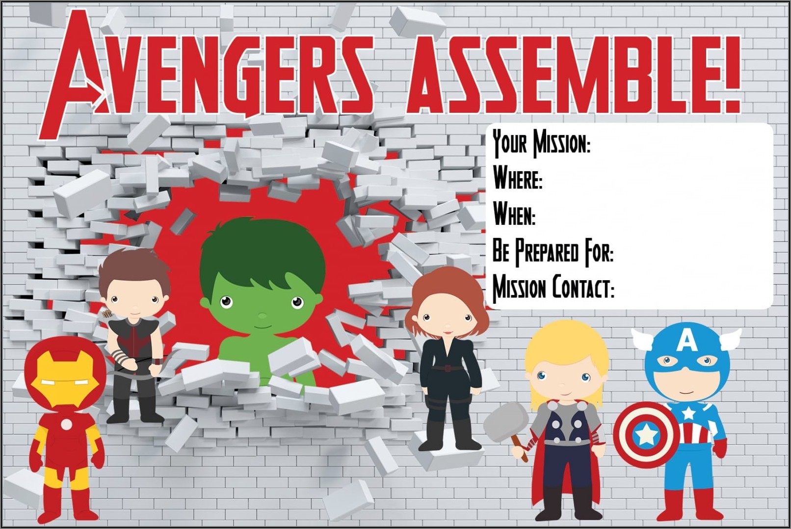Free Avengers Birthday Party Invitations