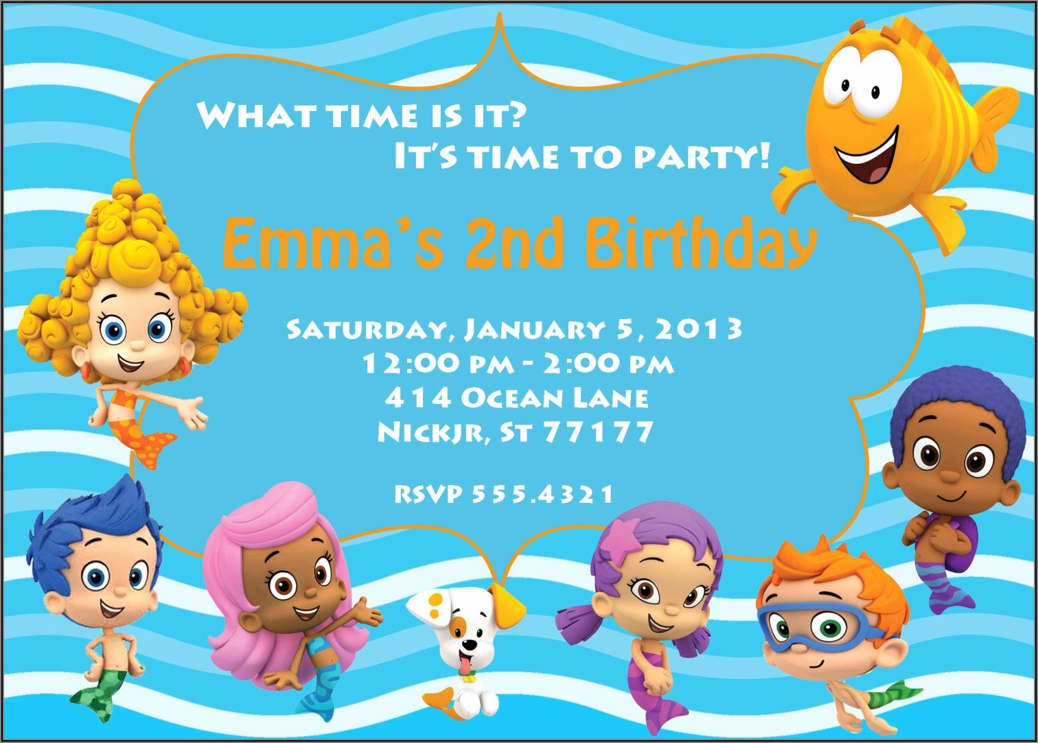 Free Bubble Guppies Birthday Invitation