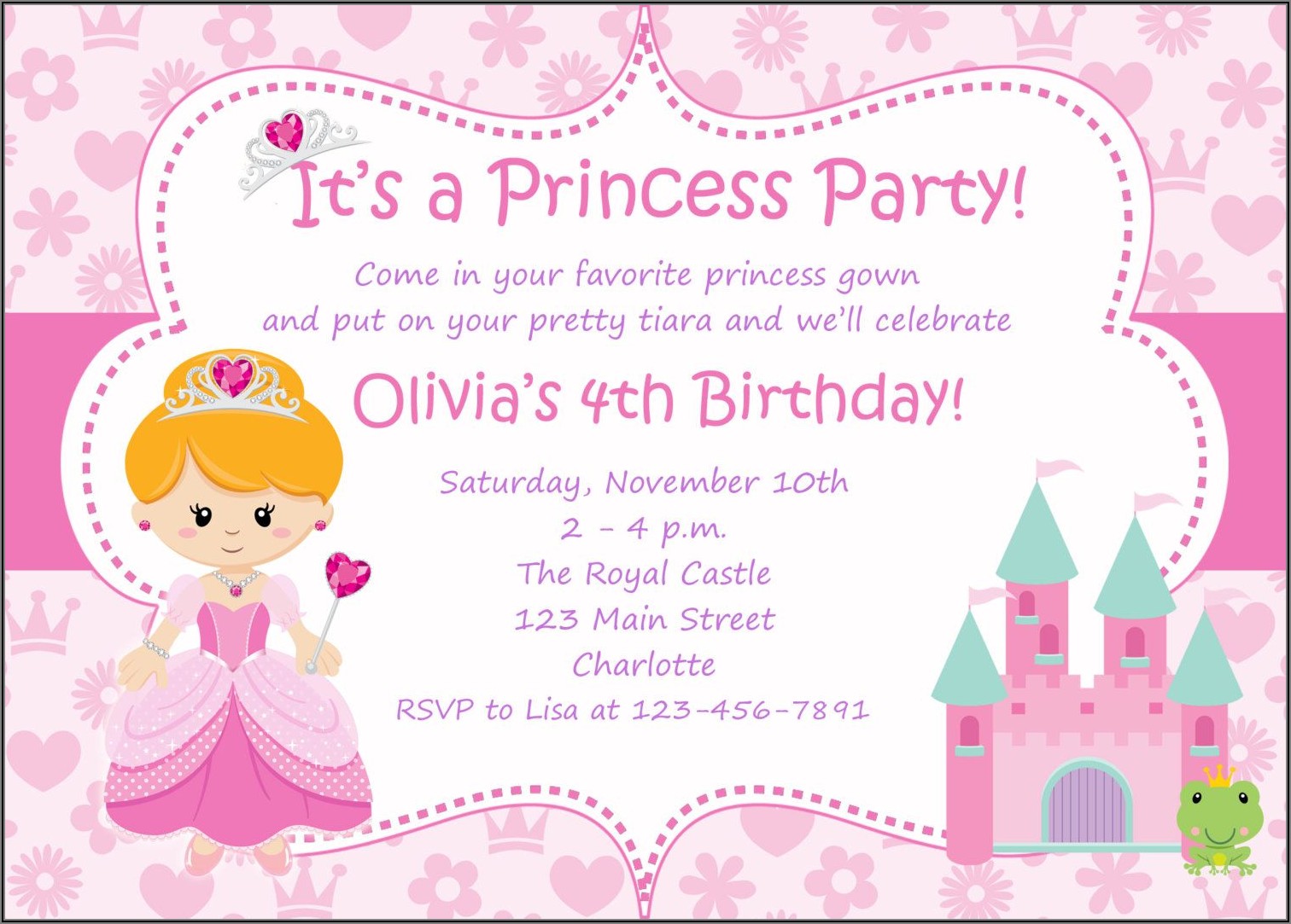 Free Personalized Disney Princess Birthday Invitations