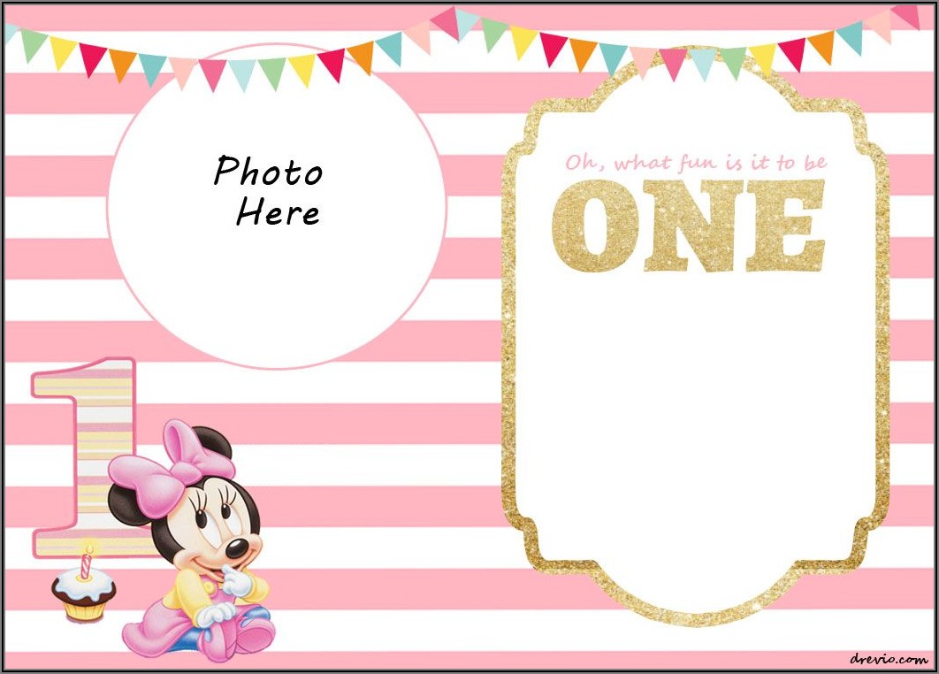 Free Printable Baby Minnie Mouse 1st Birthday Invitations