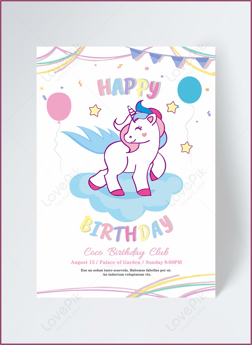 Free Unicorn Birthday Invitation Template