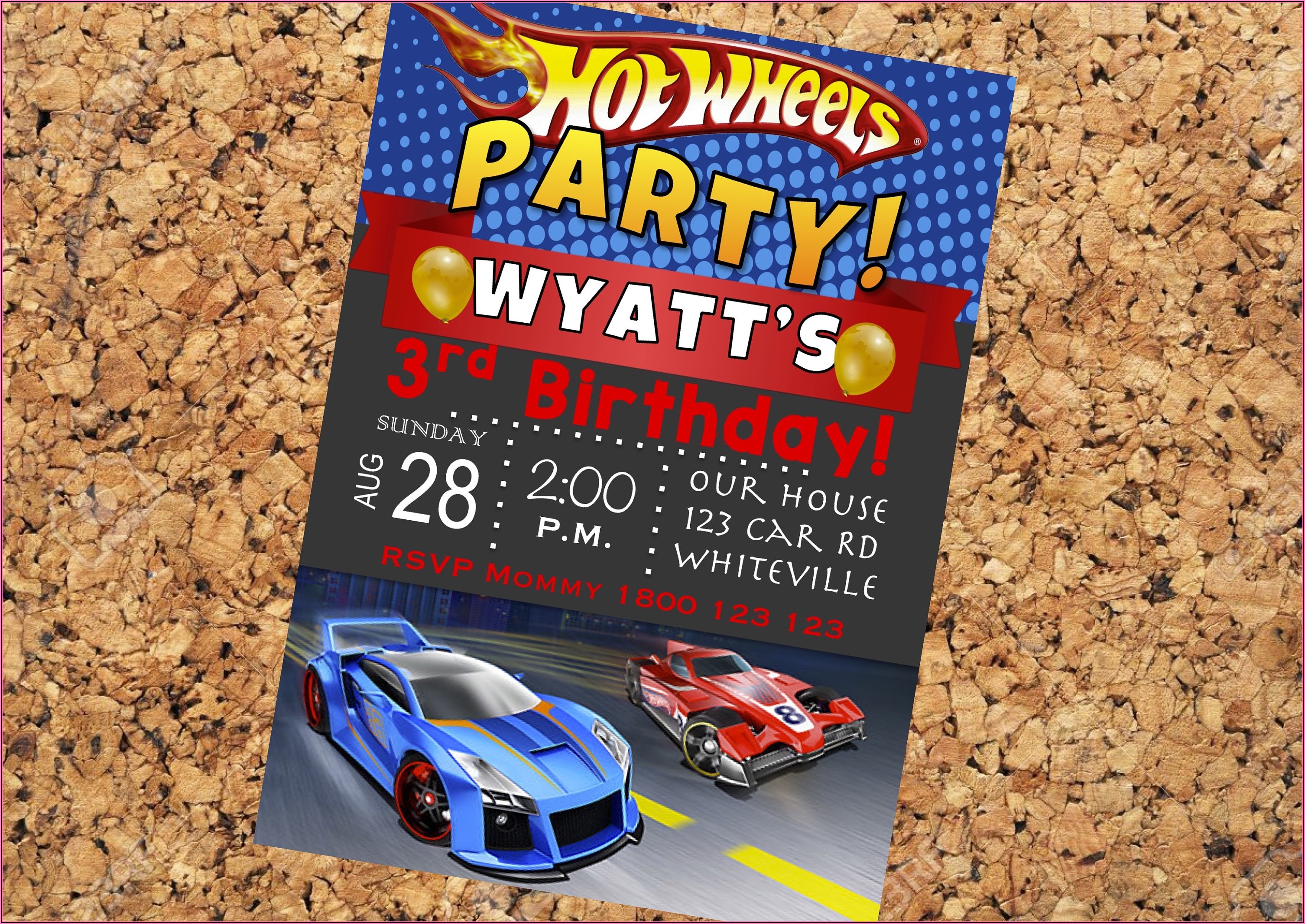 Hot Wheels Birthday Party Invitations