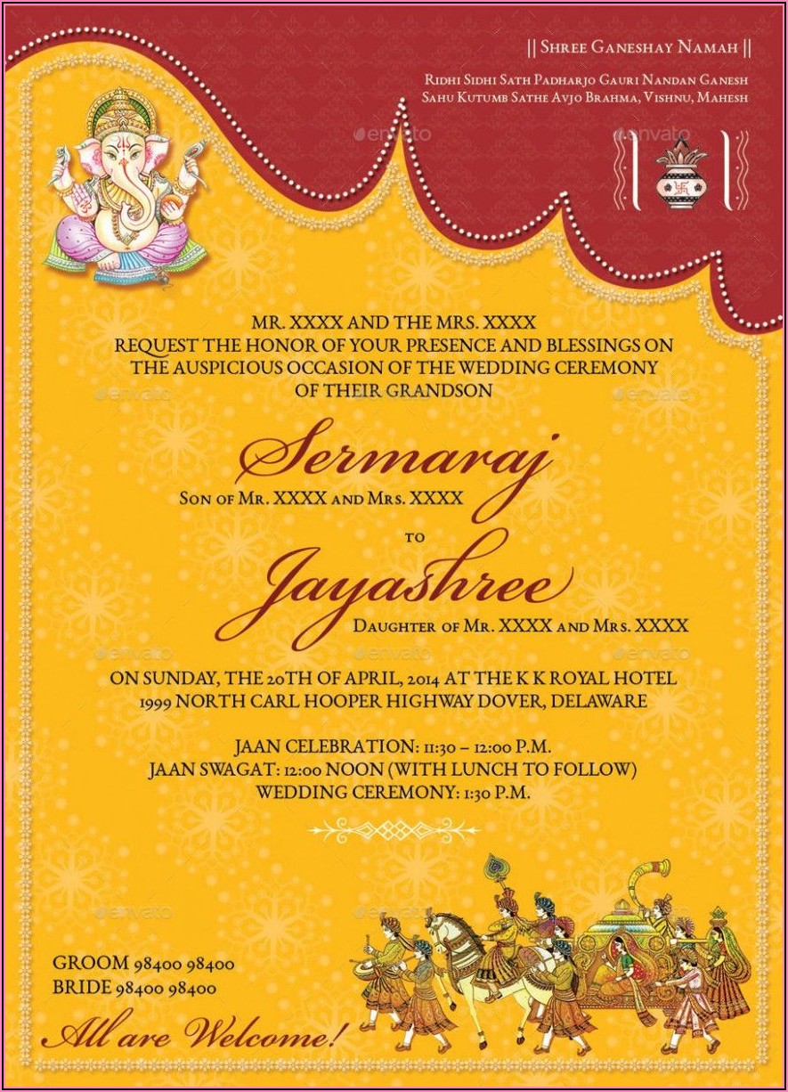 Indian Wedding Invitation Card Format
