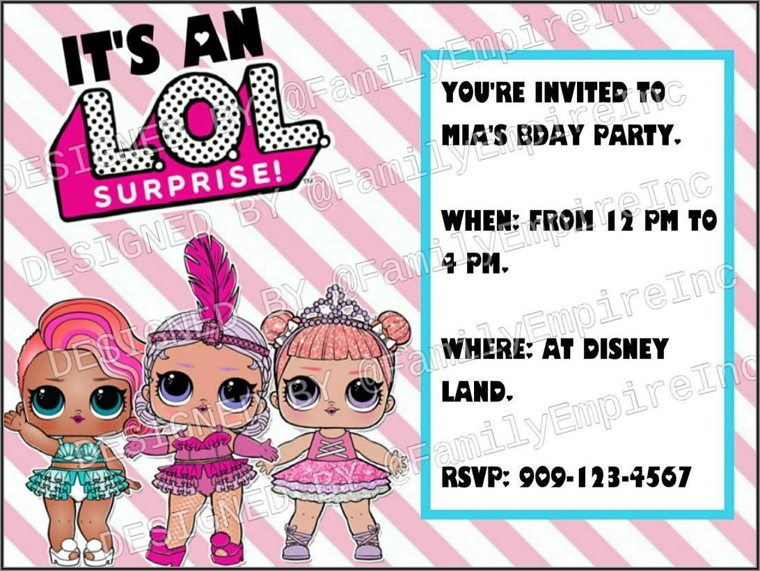 Lol Surprise Doll Birthday Party Invitations