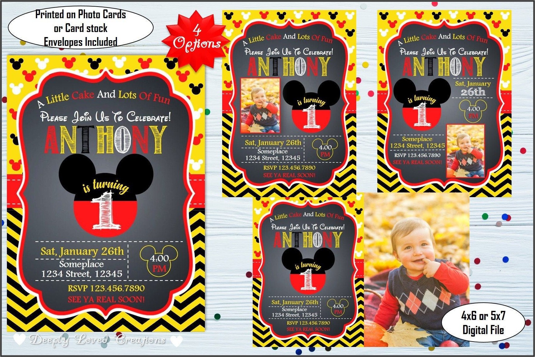 Mickey Mouse 1st Birthday Invitations Etsy
