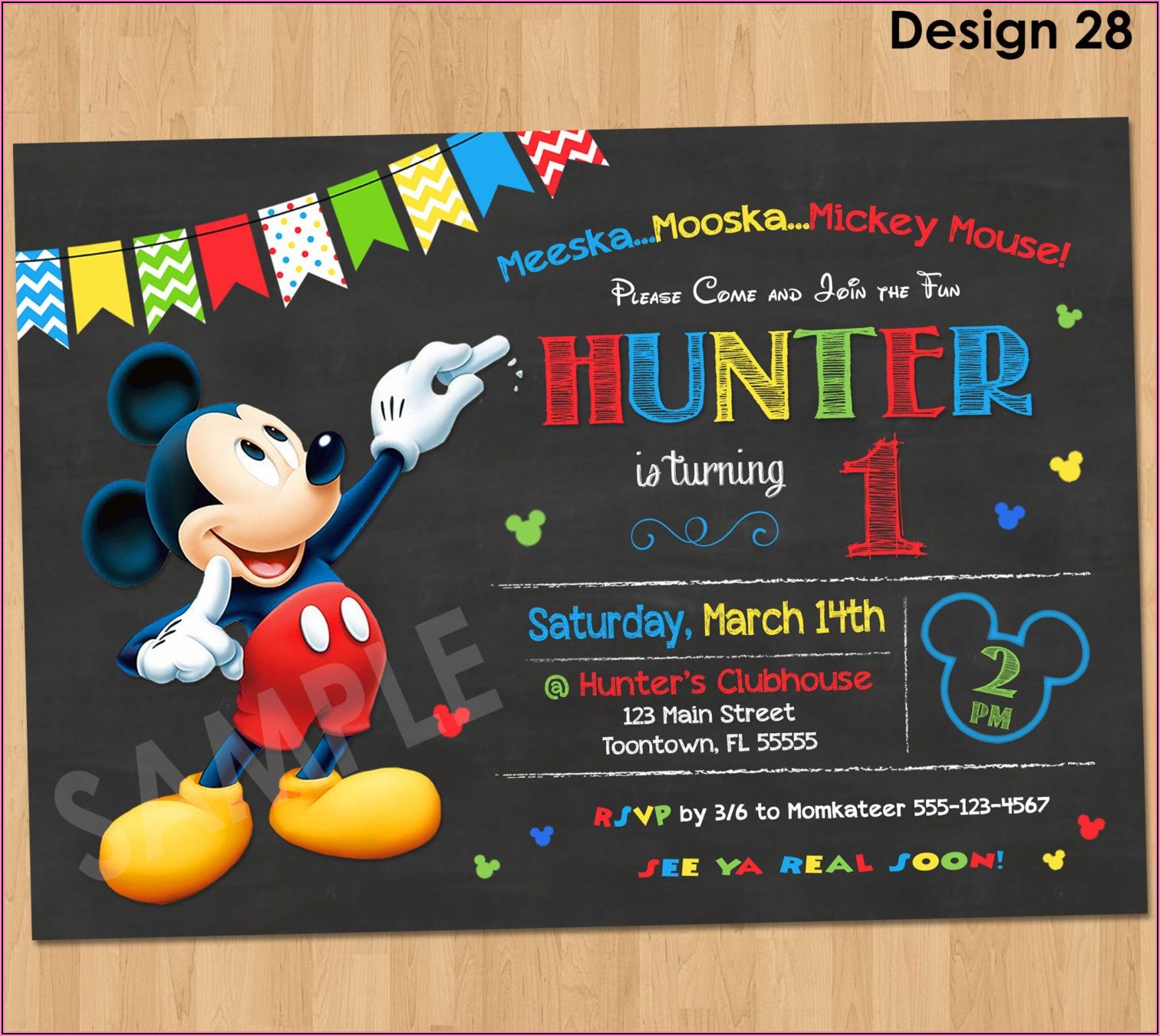 Mickey Mouse First Birthday Invitations