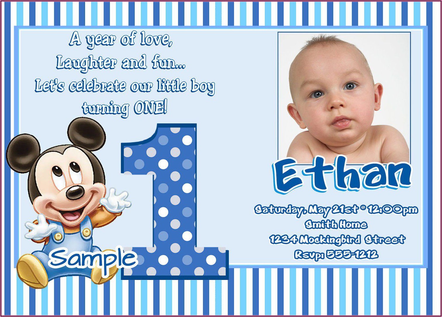 Mickey Mouse First Birthday Personalized Invitations