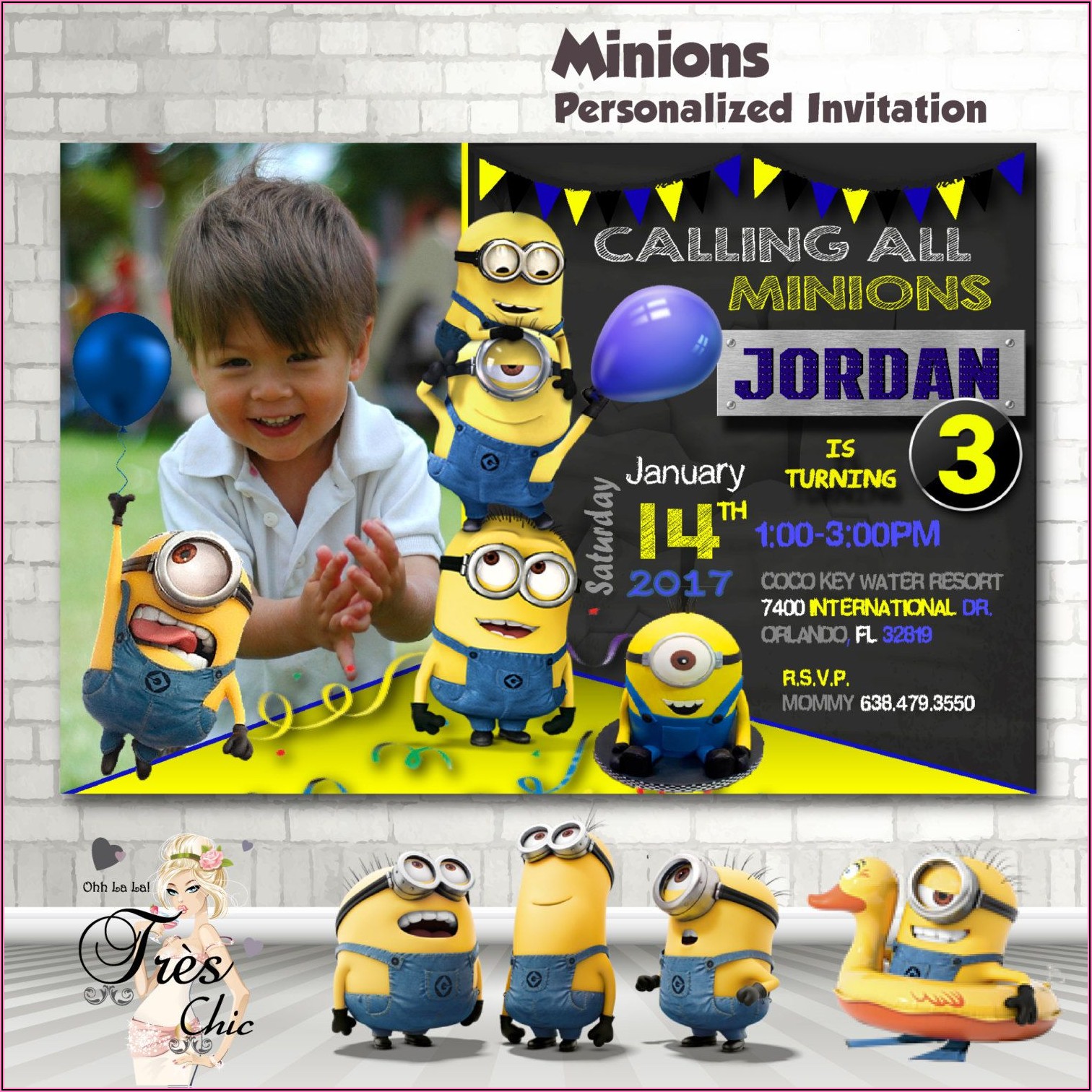 Minion 1st Birthday Party Invitations