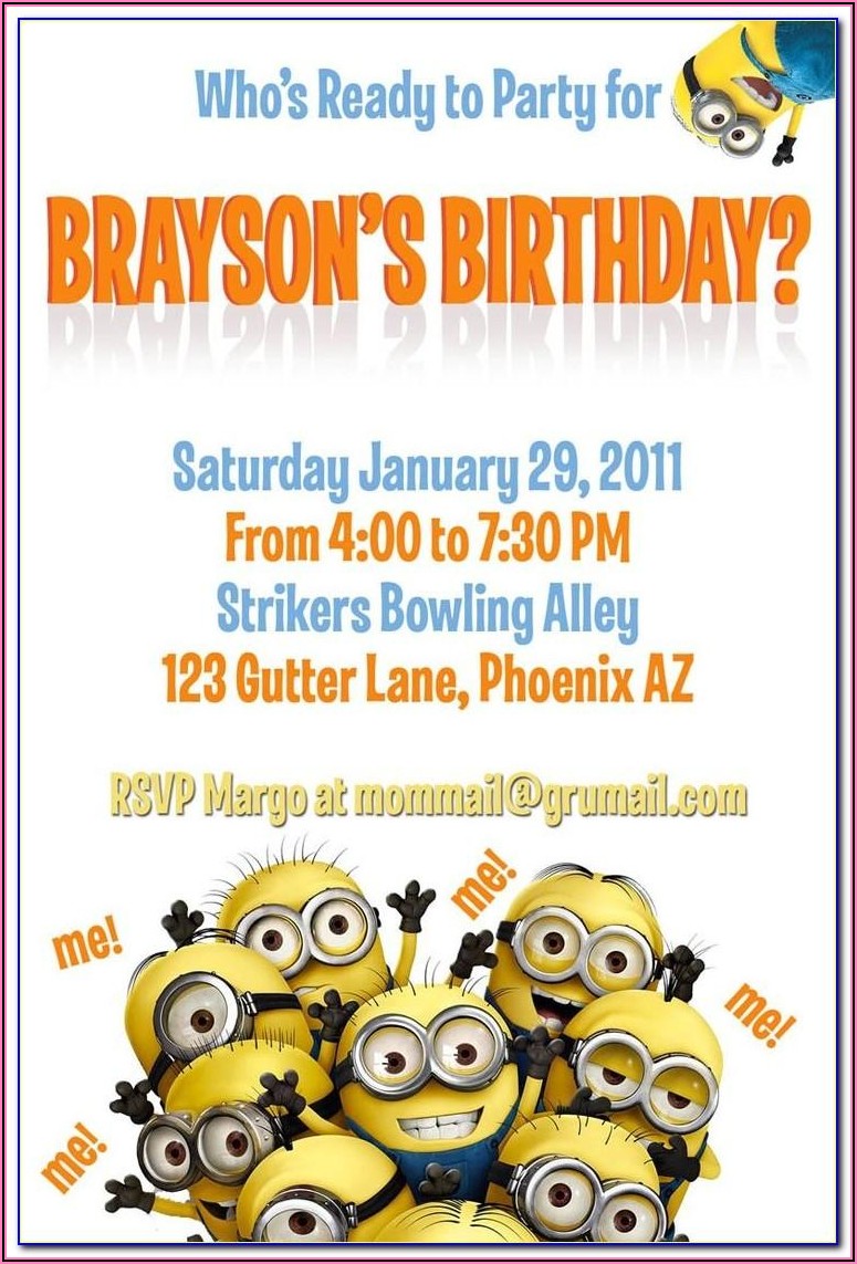 Minion Birthday Party Invitations Templates Free