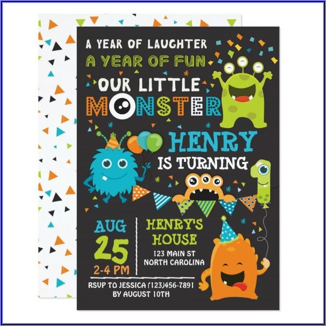 Monster First Birthday Invitations