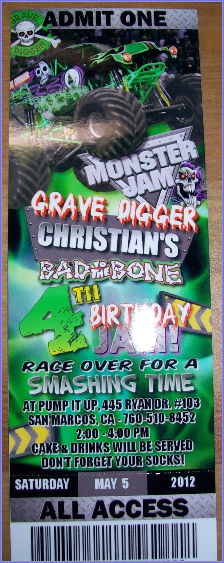 Monster Jam Birthday Invitation Template