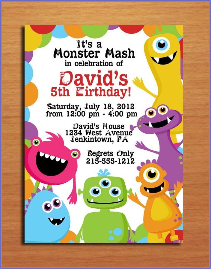 Monster Themed First Birthday Invitations