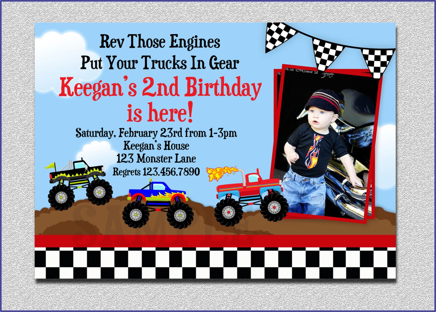 Monster Truck Birthday Invitation Template Free