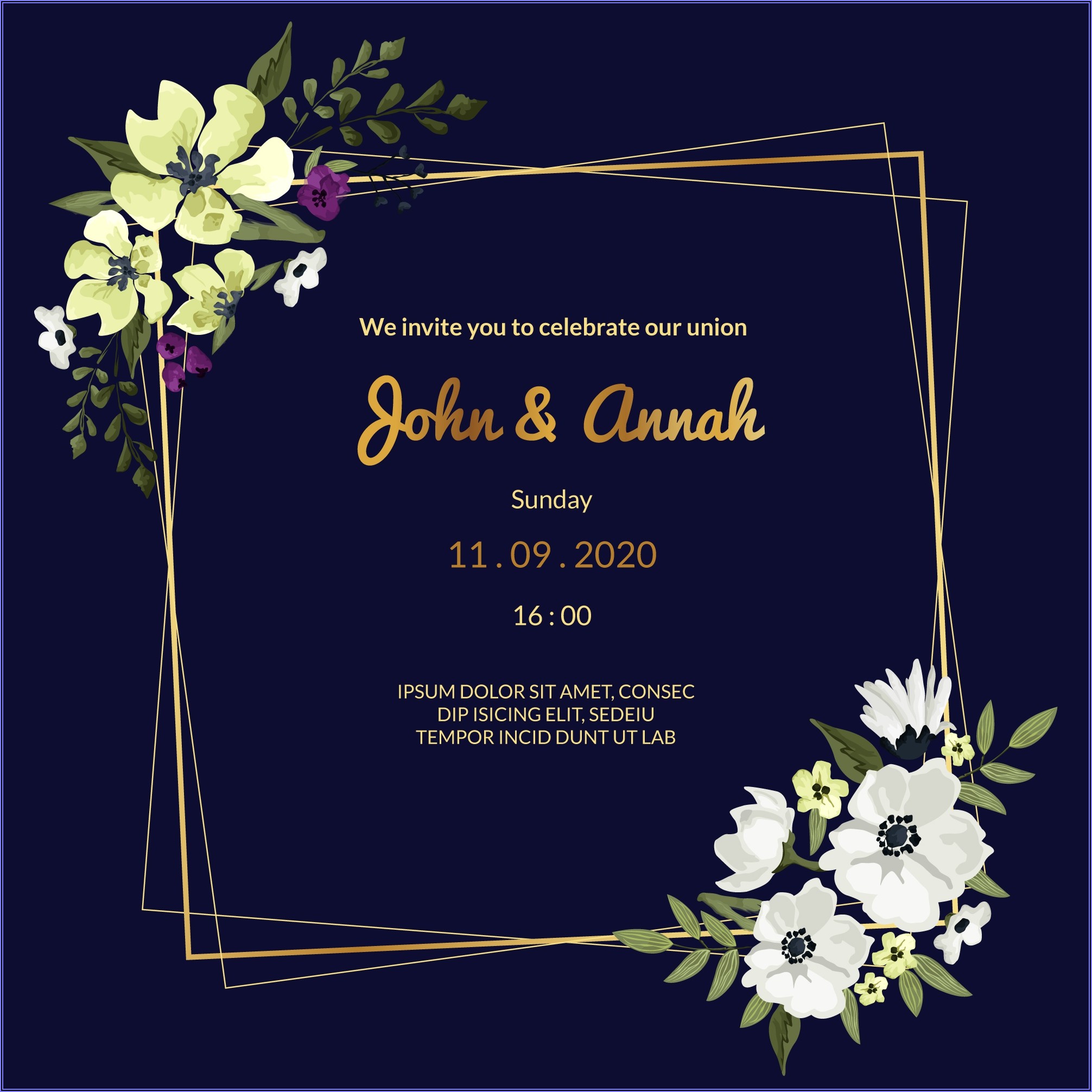 Navy Blue Wedding Invitation Background