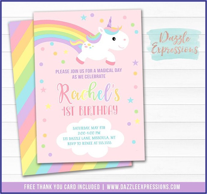 Pastel Rainbow 1st Birthday Invitations