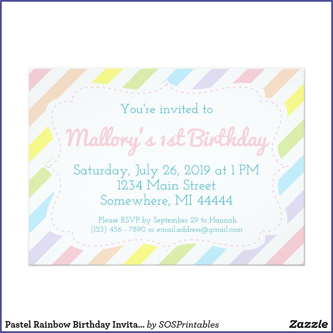 Pastel Rainbow Birthday Invitations