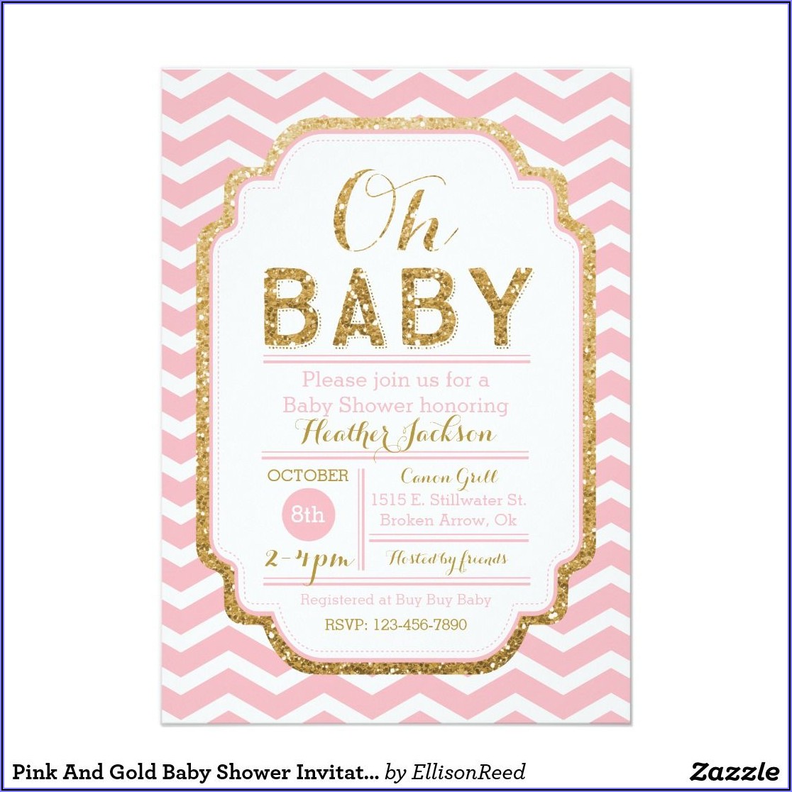 Pink And Gold Invitations Baby Shower