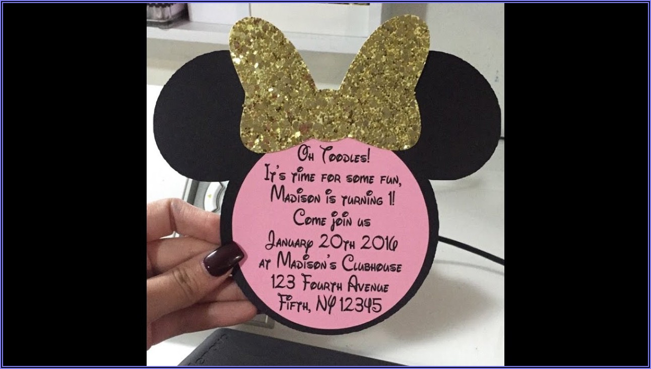 Pink And Gold Minnie Invitations