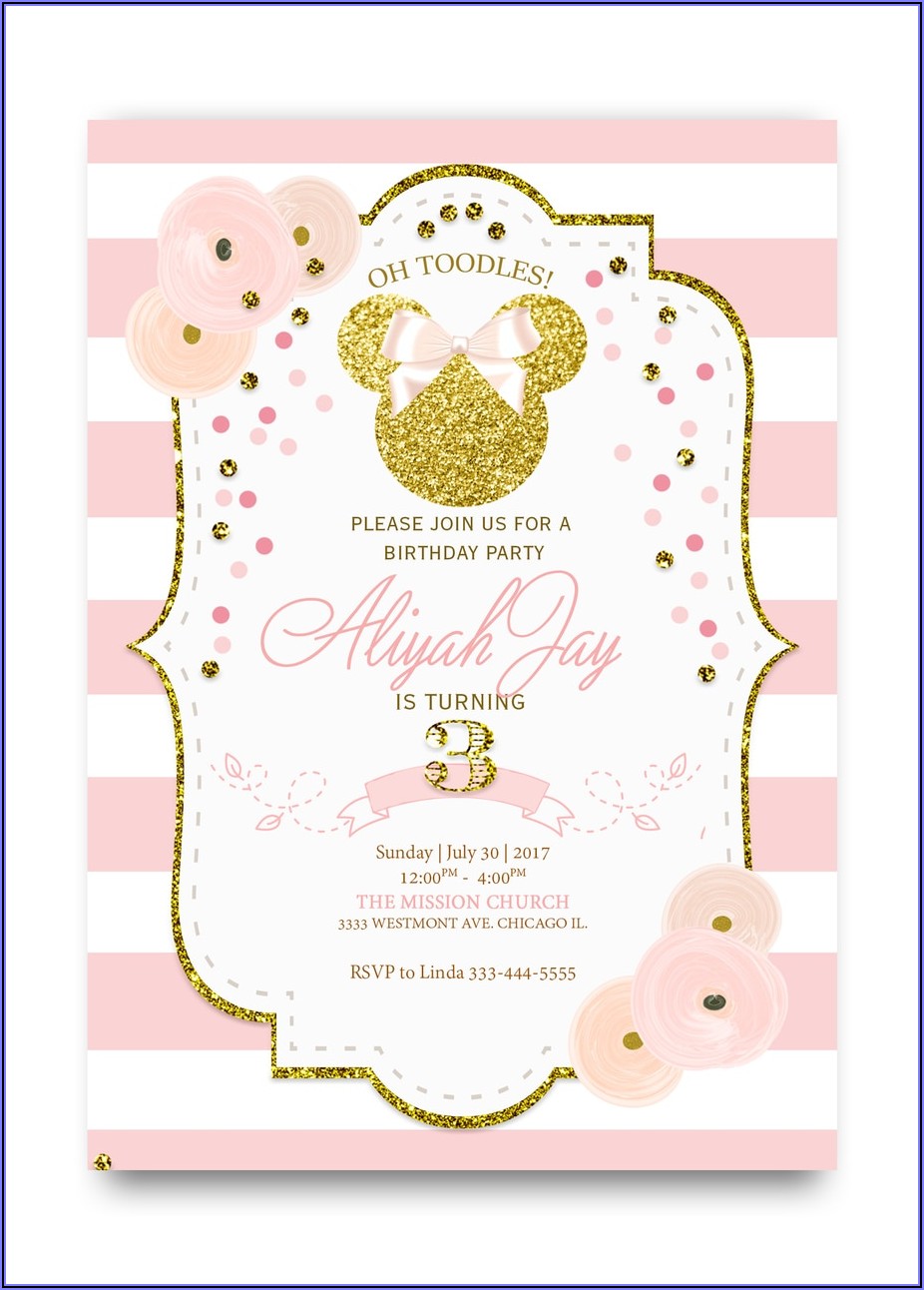 Pink And Gold Minnie Mouse Baby Shower Invitations