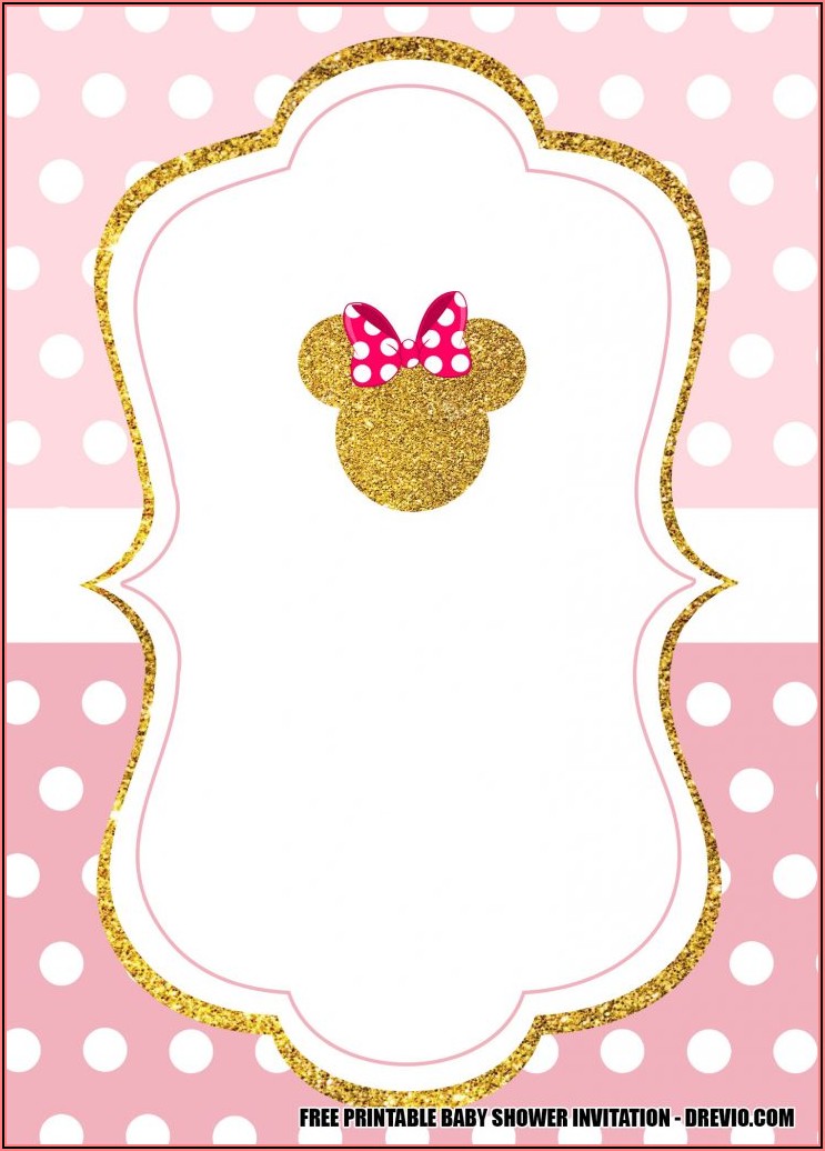 Pink And Gold Minnie Mouse Invitation Template Free