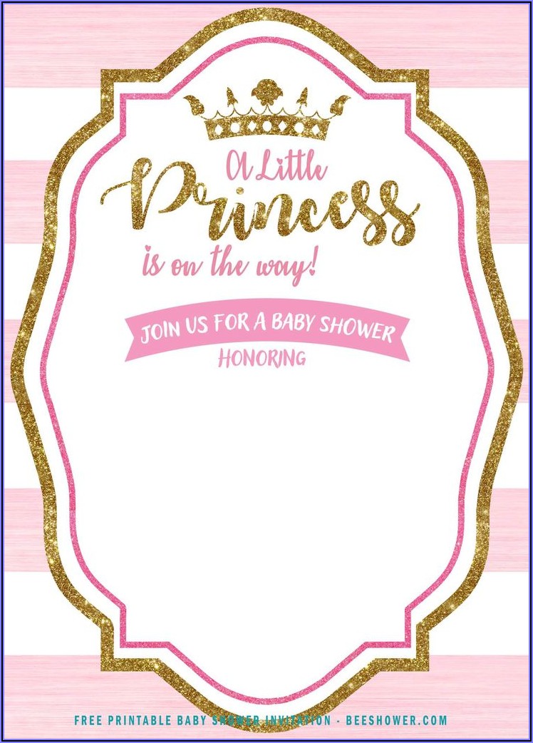 Pink And Gold Princess Invitation Template