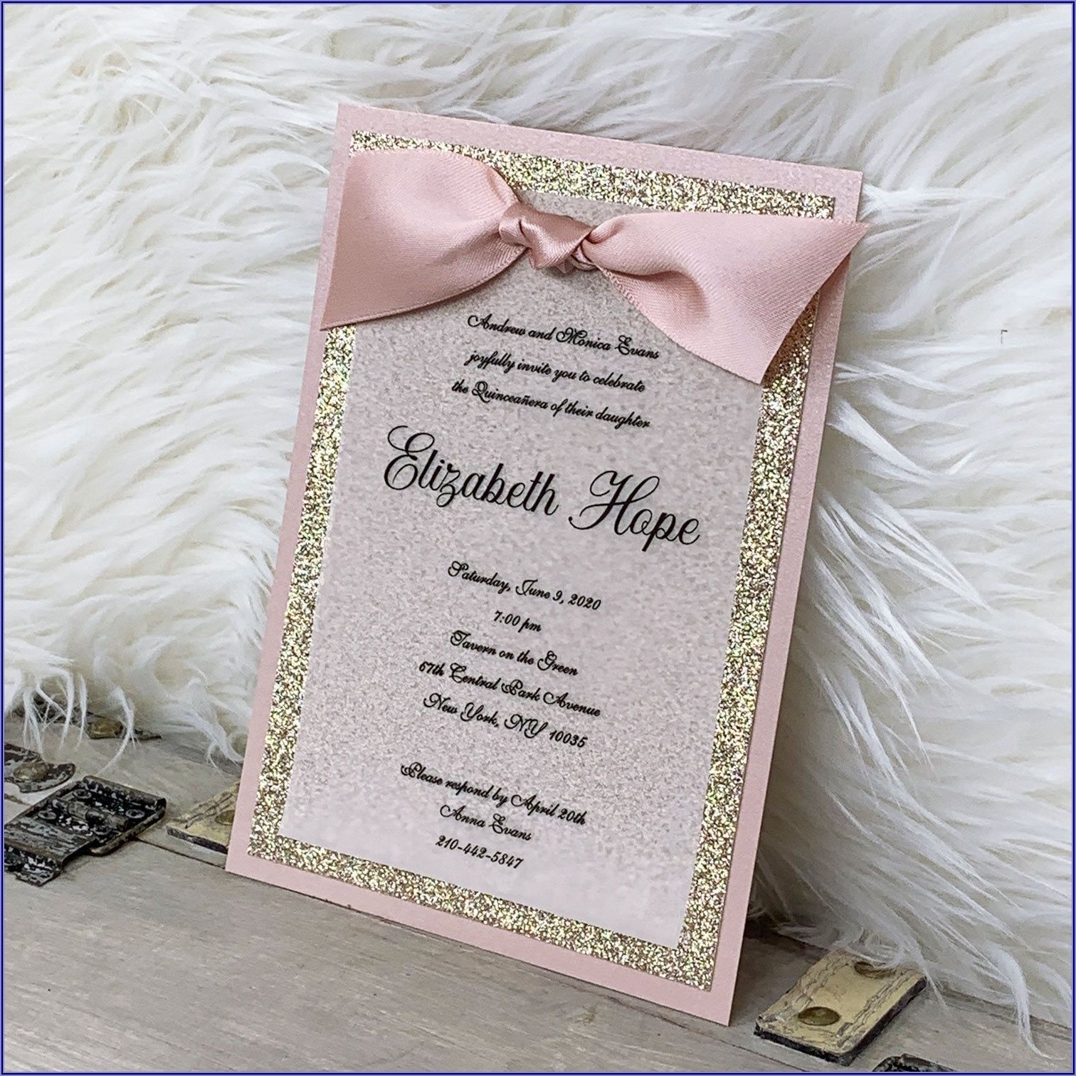 Pink And Gold Quinceanera Invitations