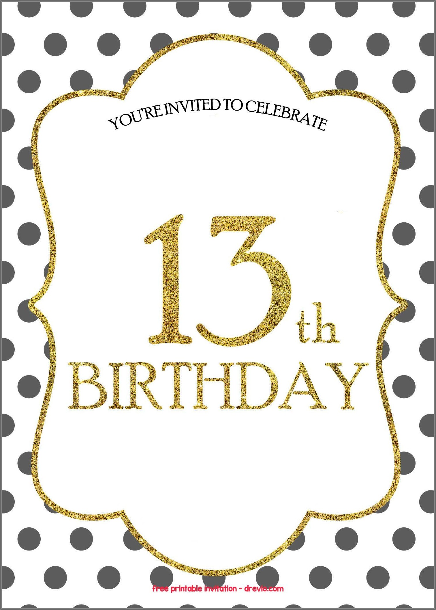 Printable 13th Birthday Invitations Free Templates