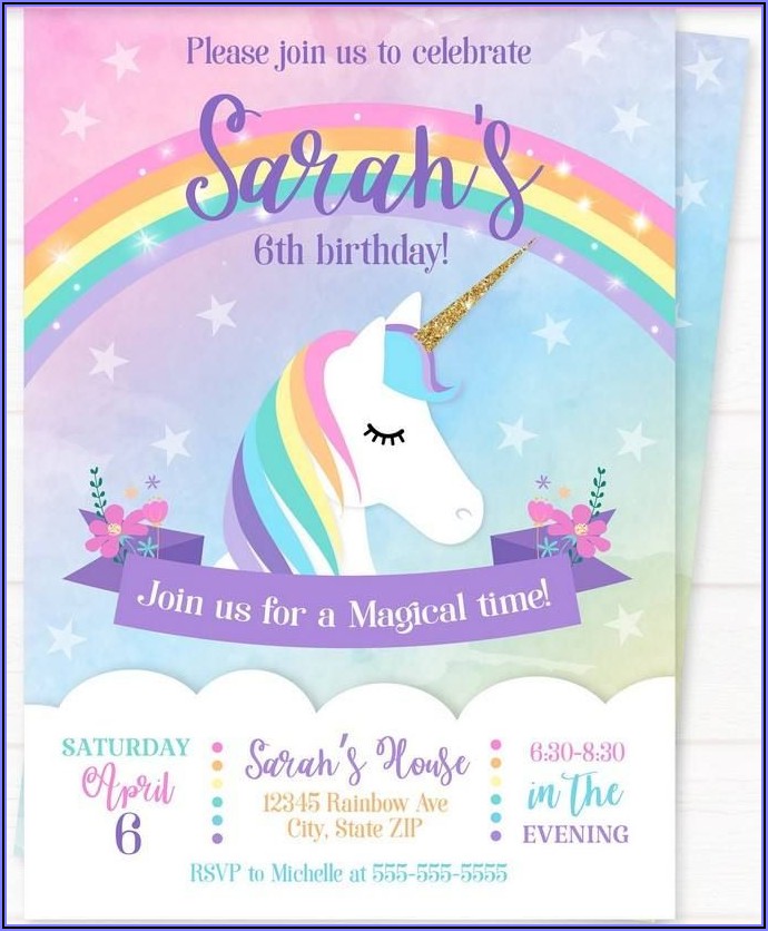 Rainbow Birthday Invitations Free