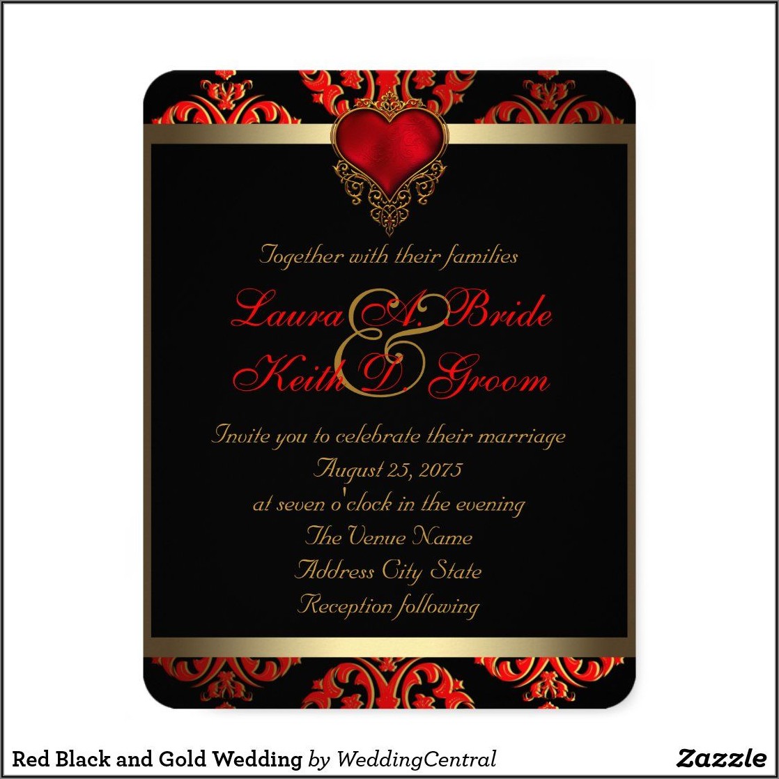 Red Black And Gold Wedding Invitations