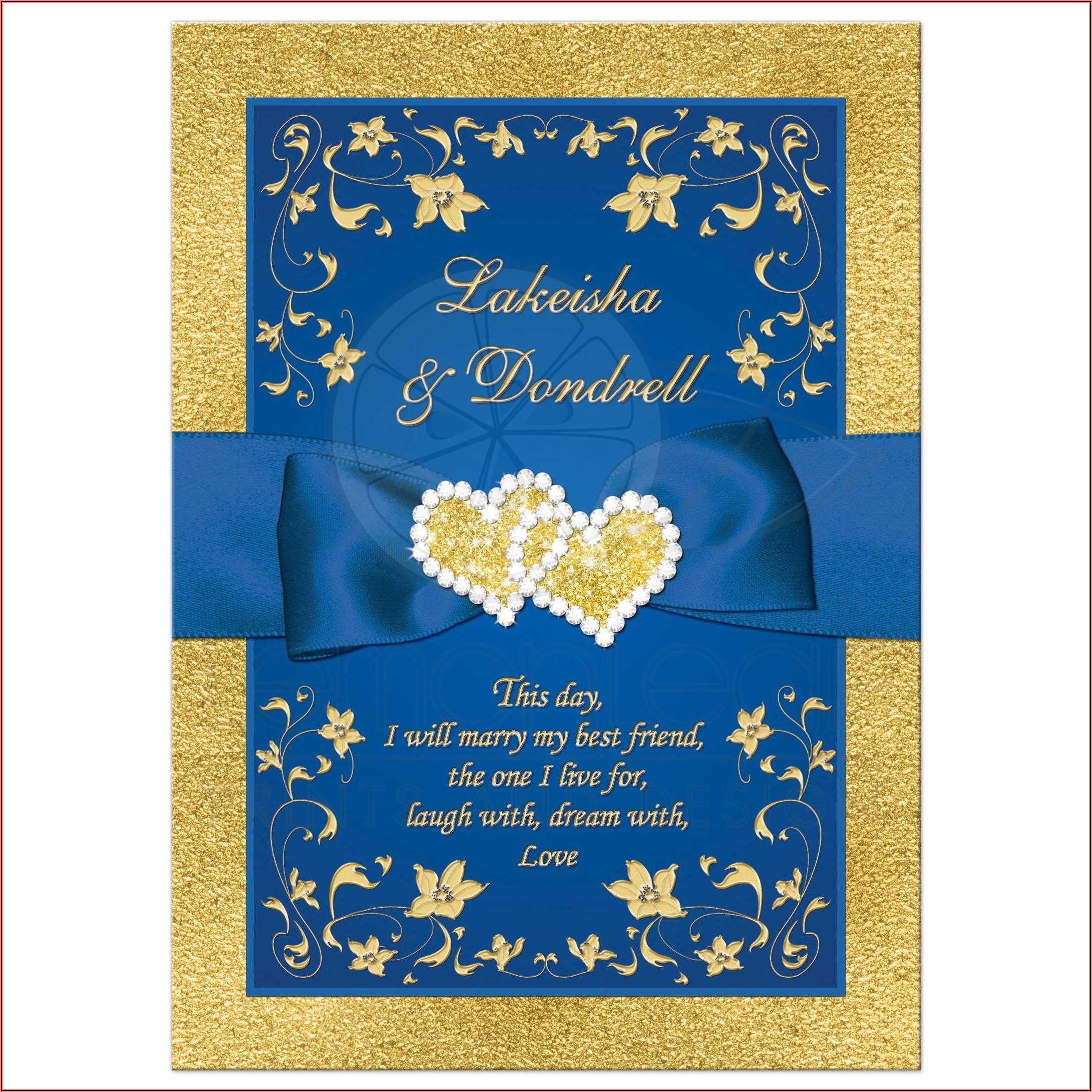 Royal Blue And Gold 50th Wedding Invitations