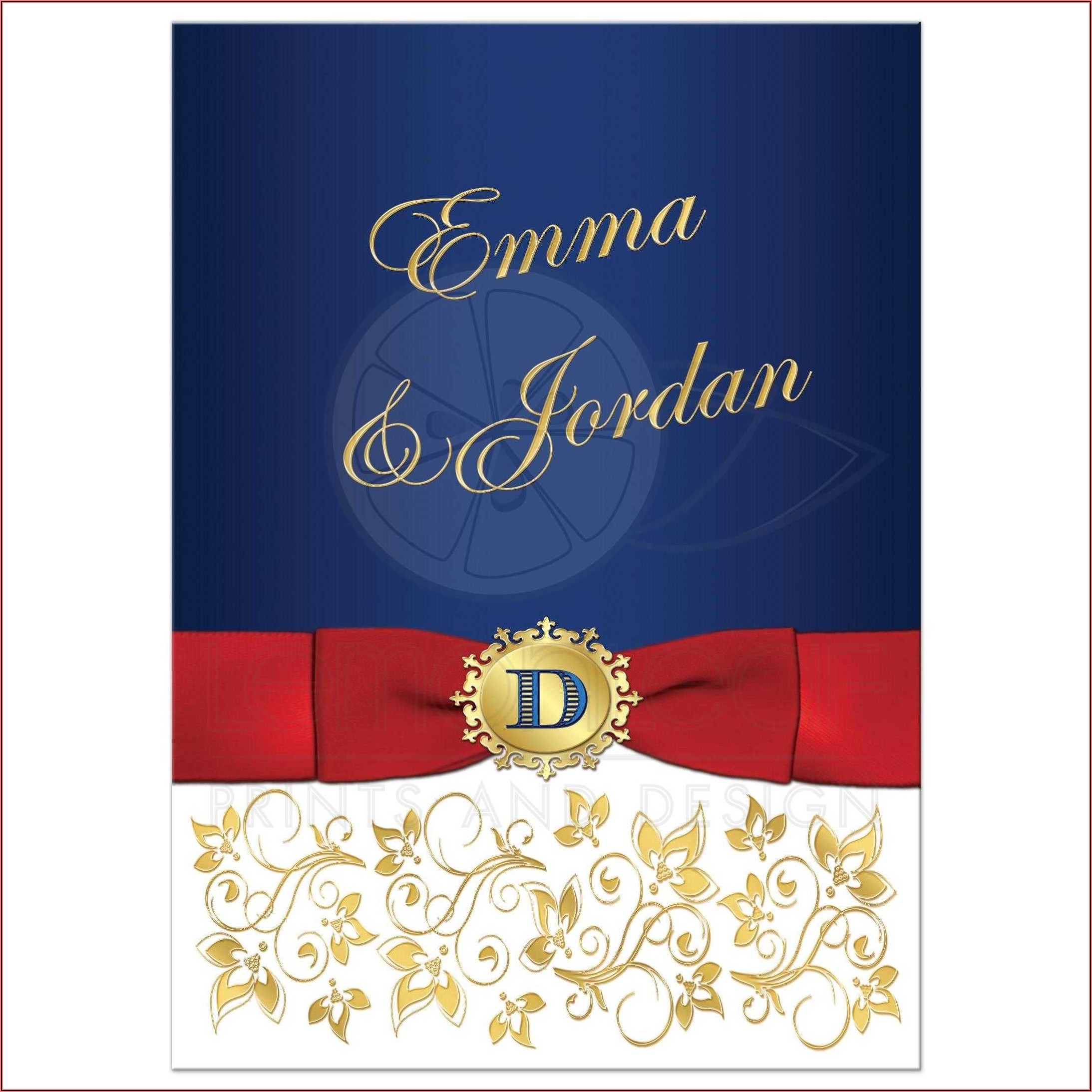 Royal Blue And Gold Wedding Invitation Design