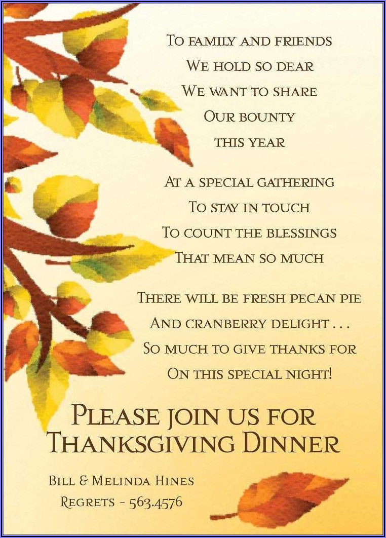 Thanksgiving Potluck Invitation Wording For Work