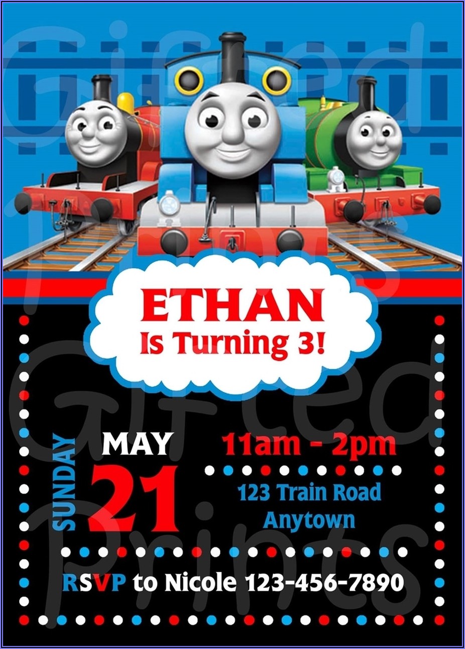 Thomas The Train Birthday Invitations With Photo