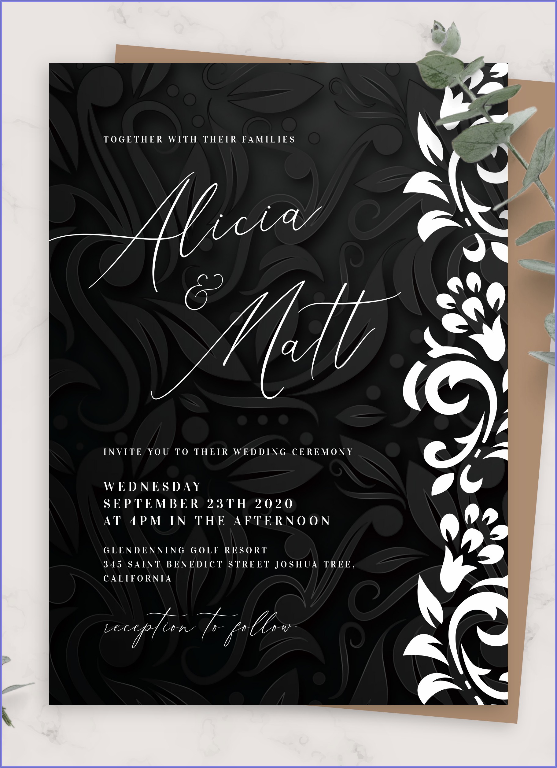 Wedding Invitation Background Black And White