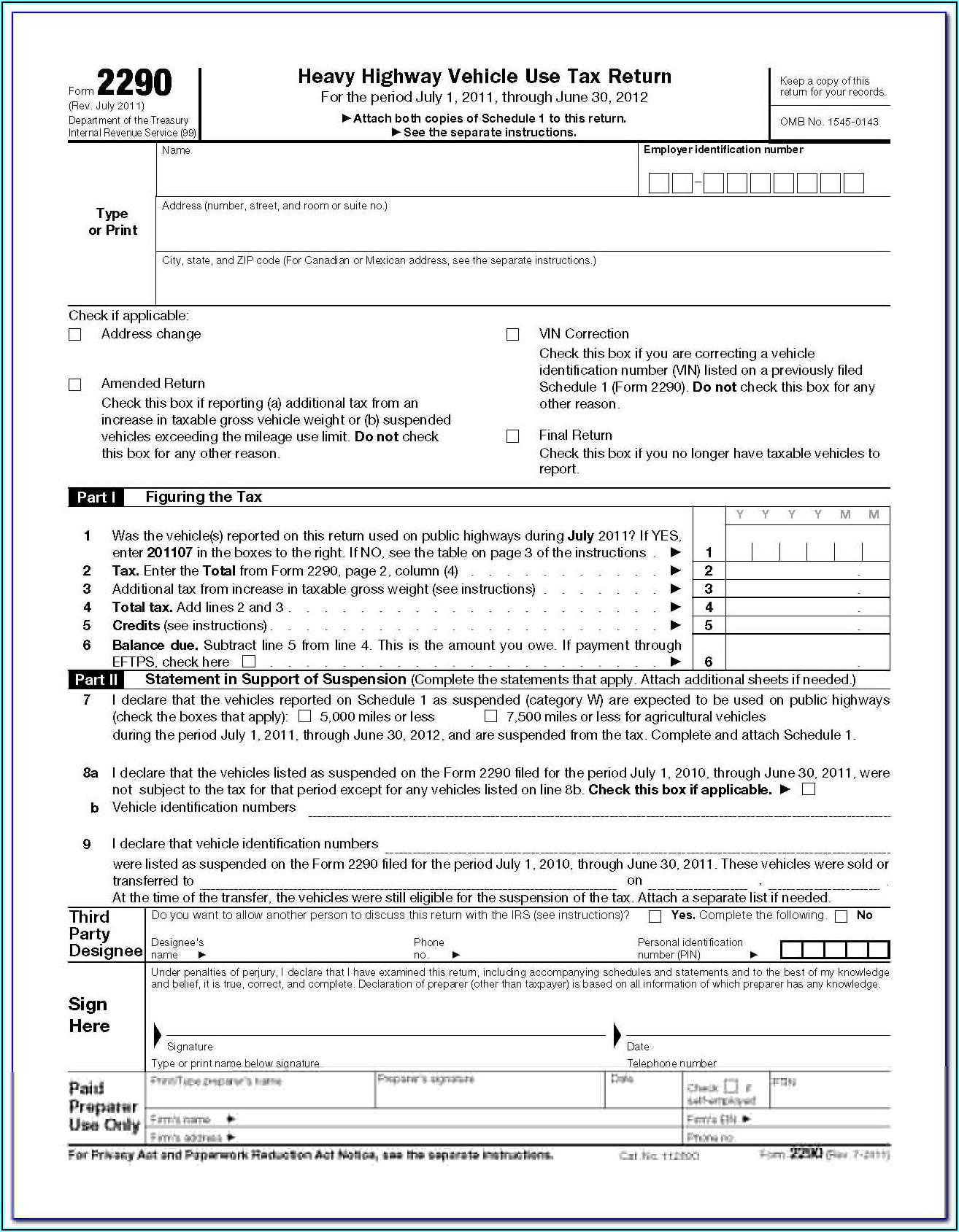 2290 Tax Forms