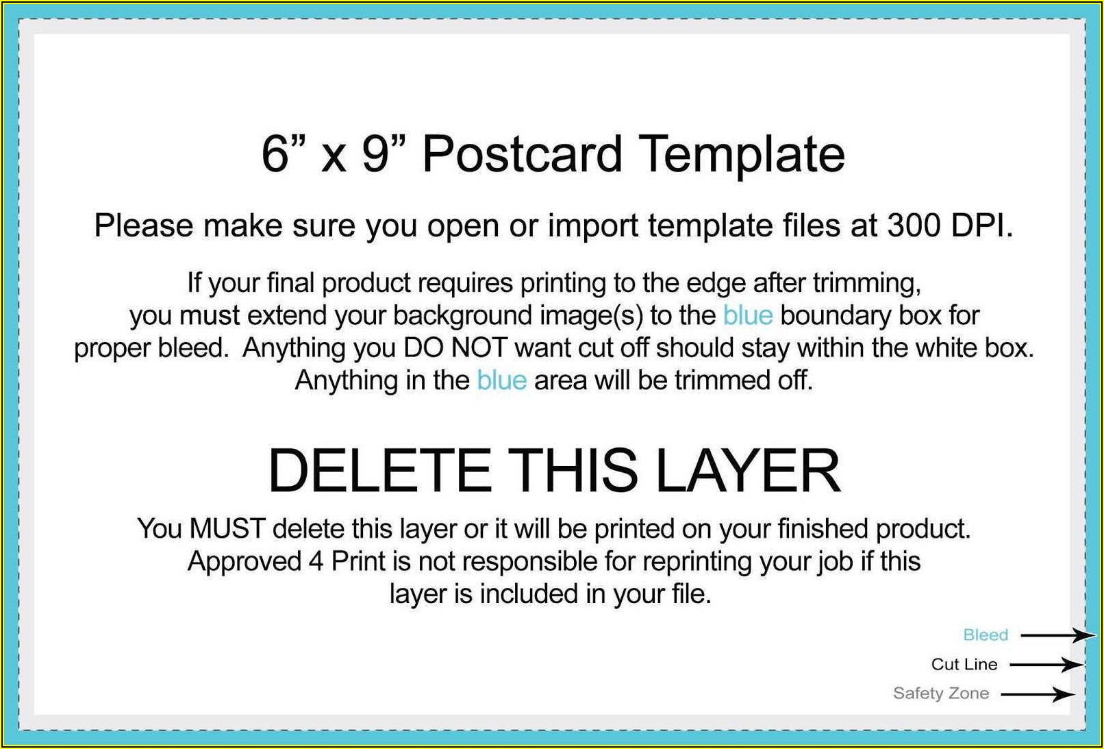 9x6 Postcard Template Usps