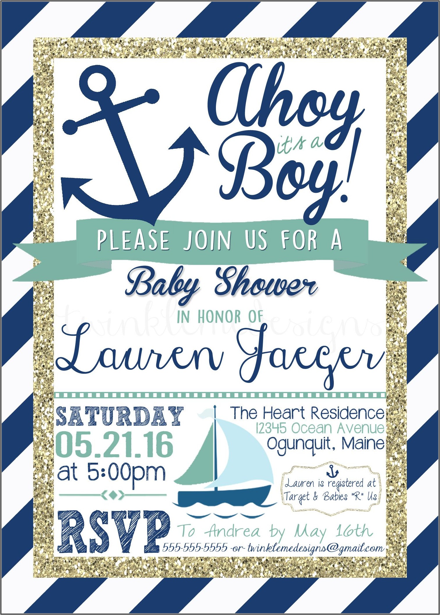 Ahoy It's A Boy Shower Invitation Templates