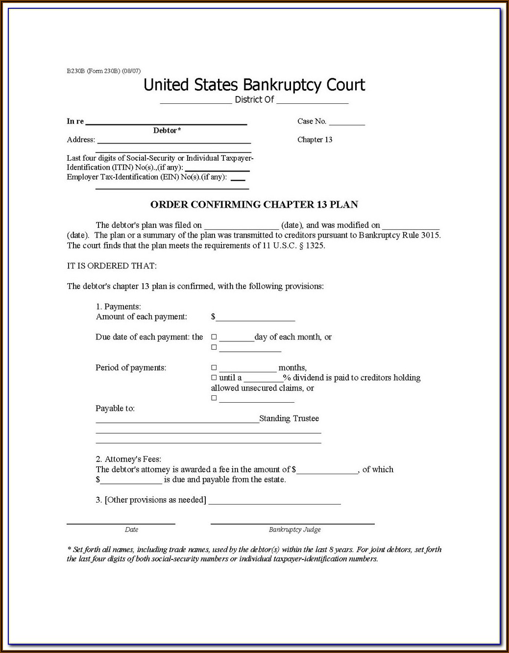 Bankruptcy Forms For Chapter 7