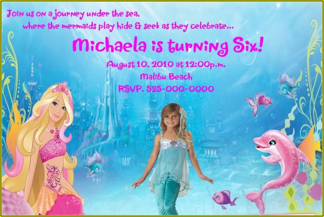 Barbie Mermaid Invitation Template