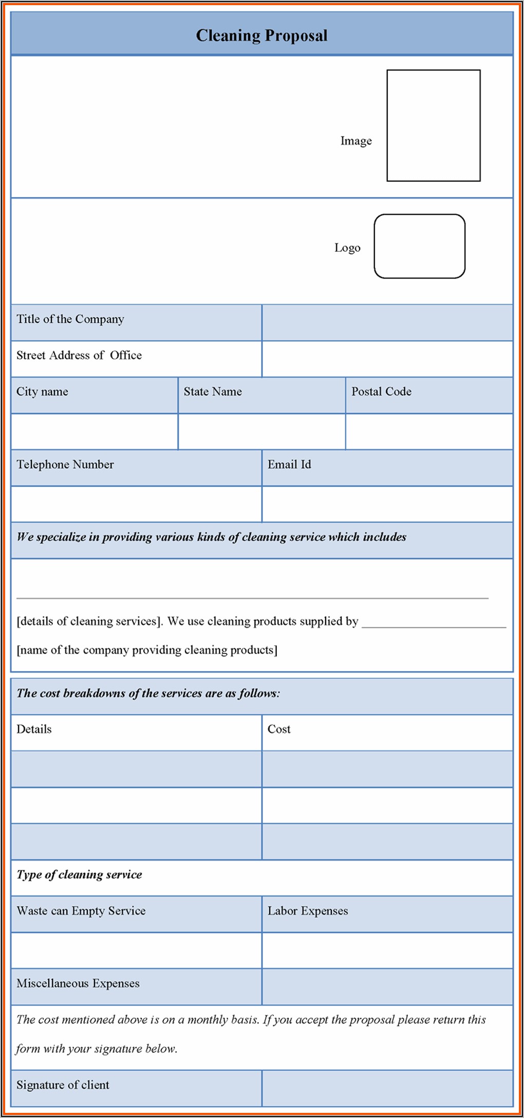 Business Cleaning Proposal Template