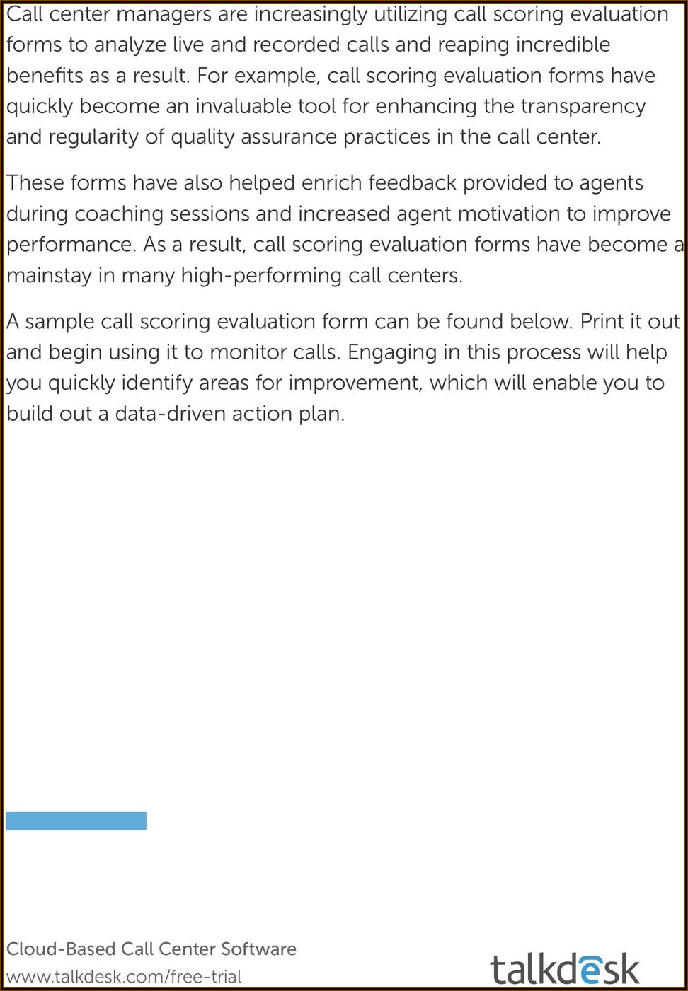 Call Center Quality Assurance Form Examples